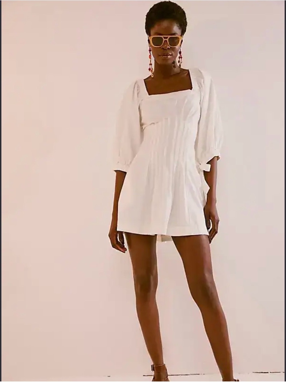 Free People Cerise mini Ivory Puff-Sleeve Mini Dress